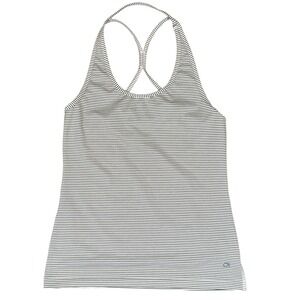 Gap GapFit White Gray Striped Halter Sleeveless Athletic Tank‎ Top Size M